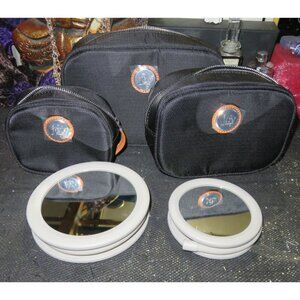 Joy Mangano JM Black NY Beauty Set of Cosmetic Cases and Hook mirrors